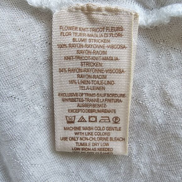 Free People Cream Flowy Cropped Back Rayon Top Women’s Size S - Picture 7 of 10